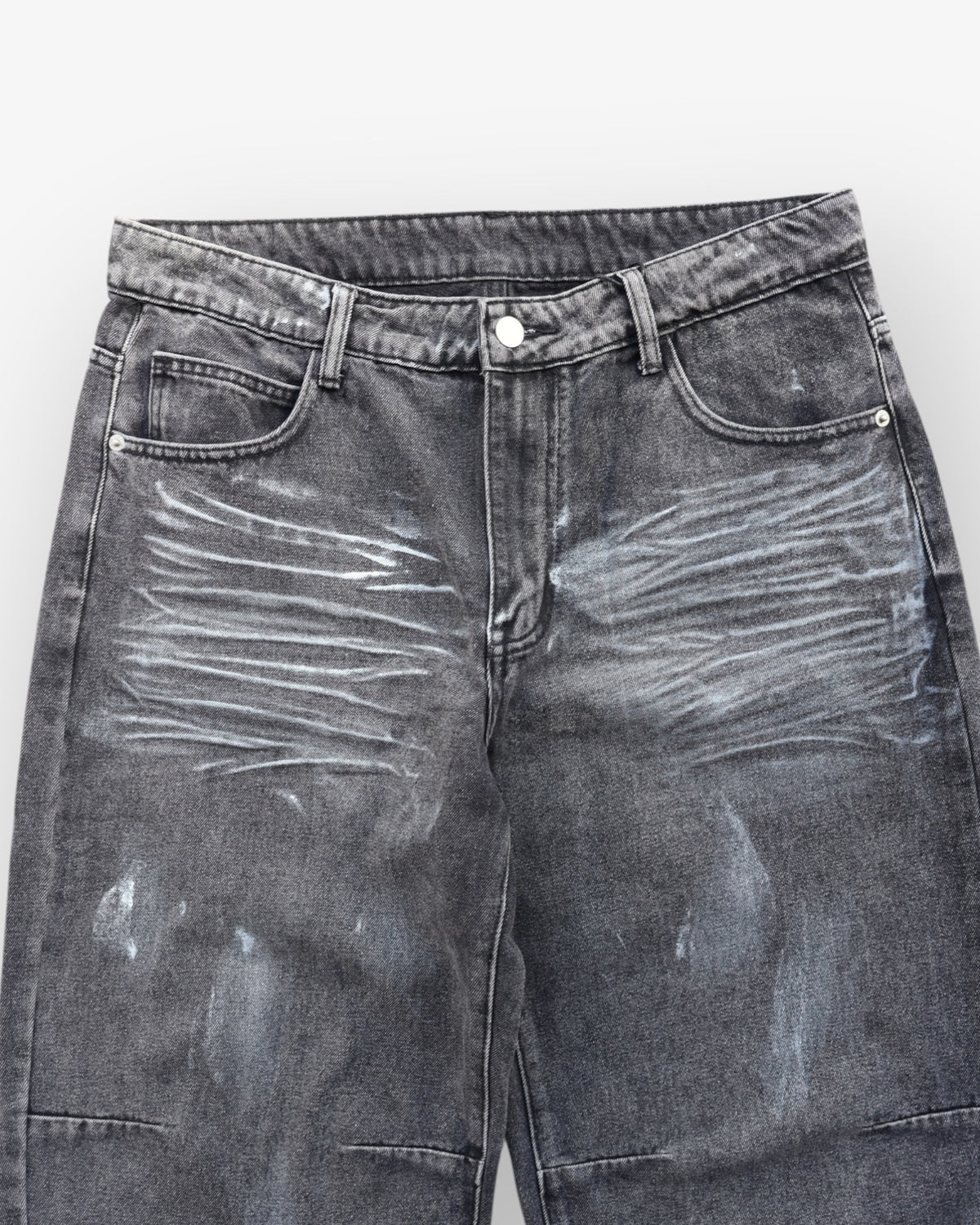 Light Grey Paint Striped Denim