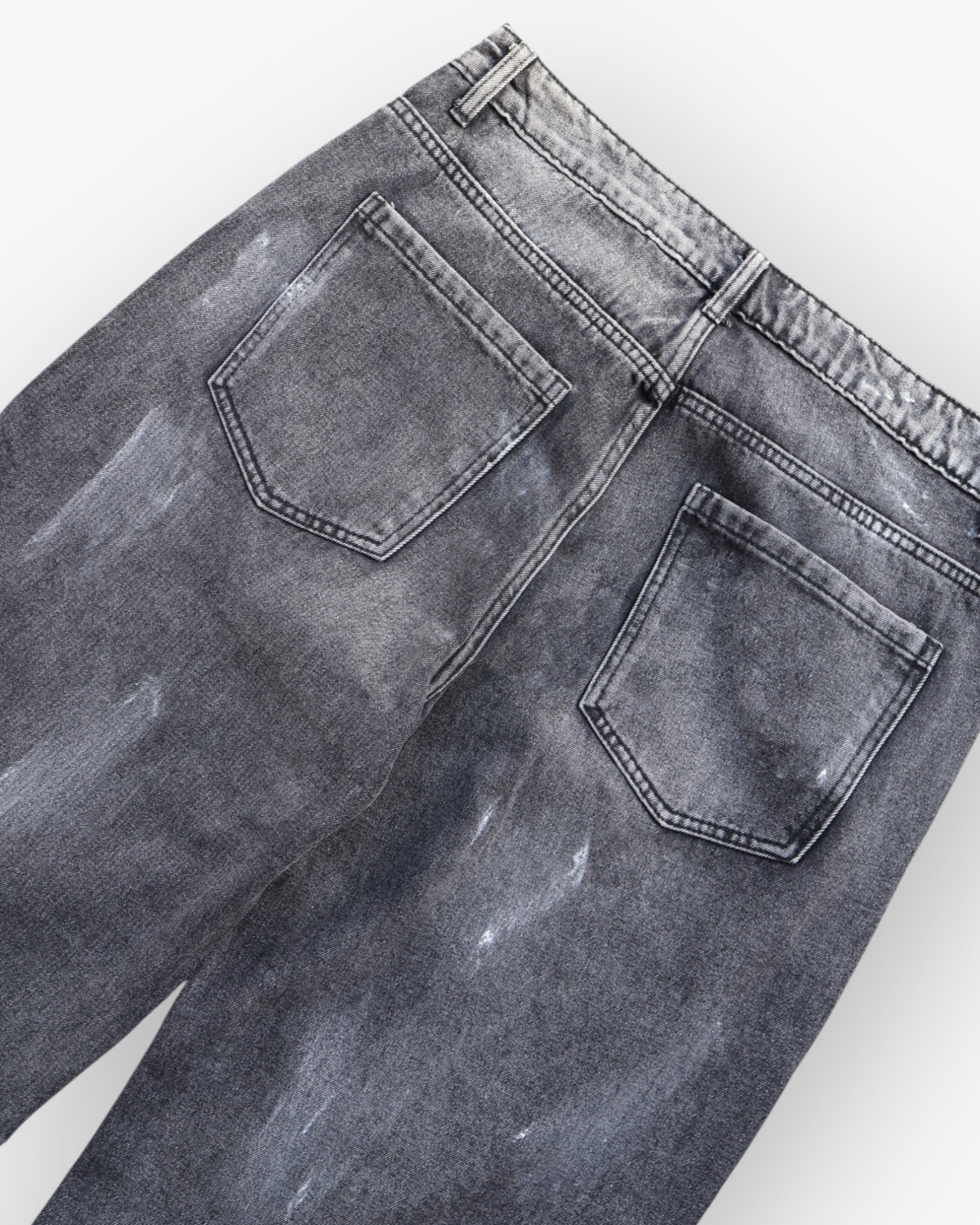 Light Grey Paint Striped Denim