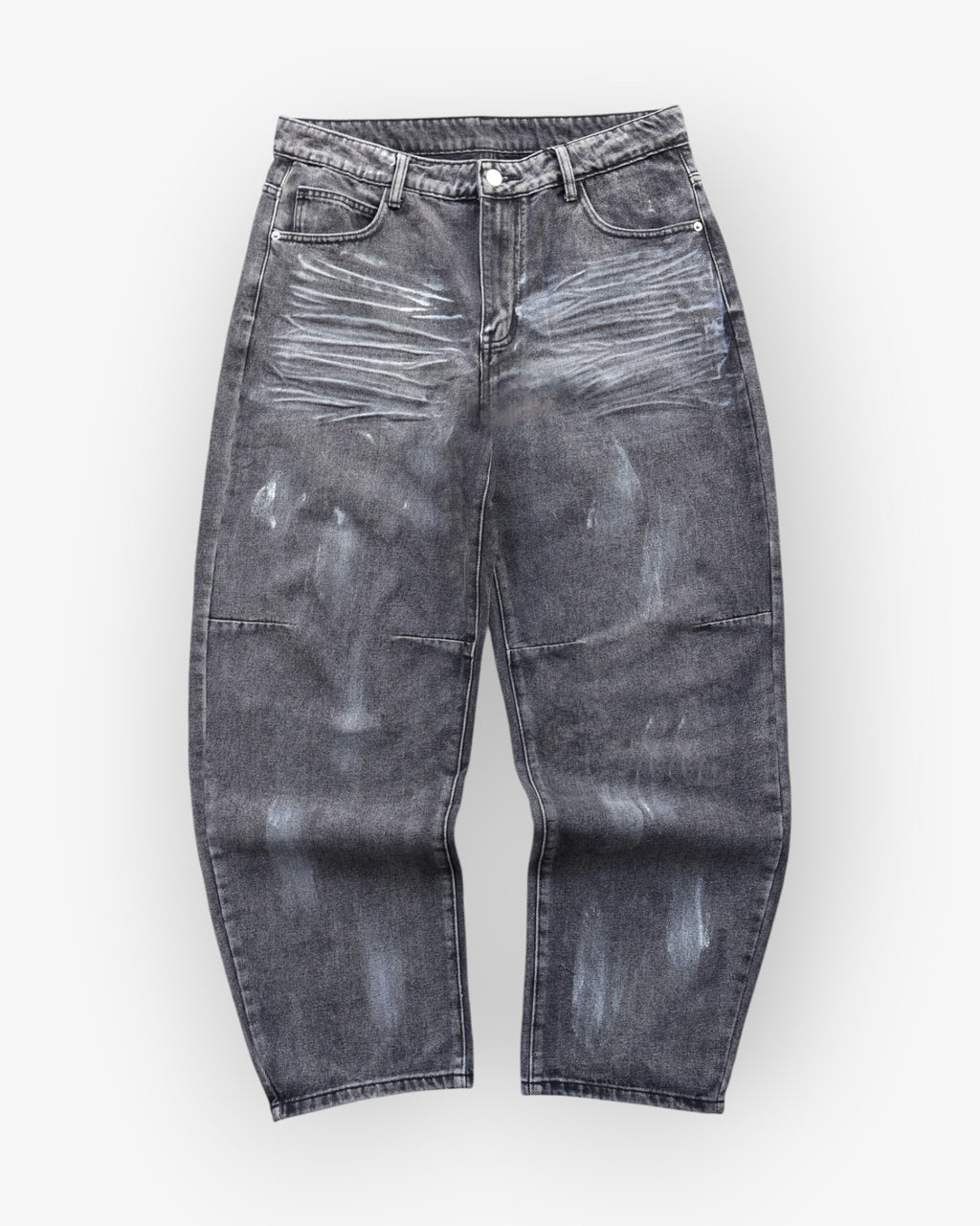 Light Grey Paint Striped Denim
