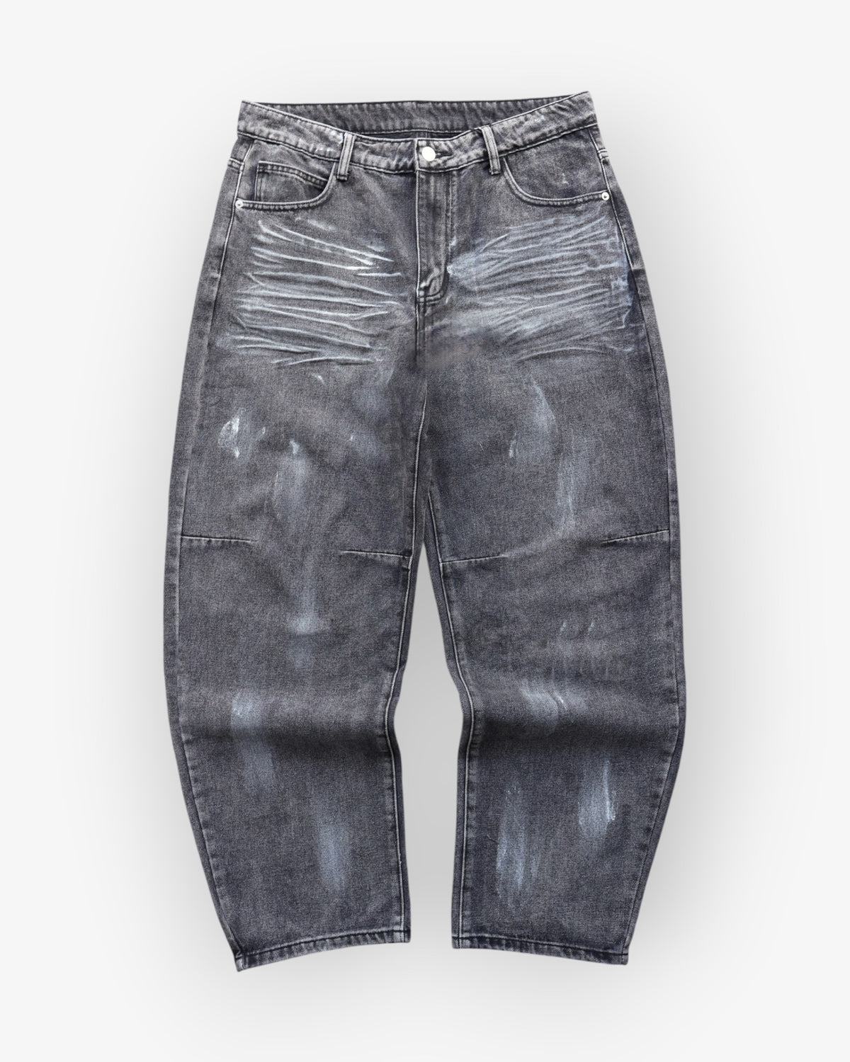 Light Grey Paint Striped Denim