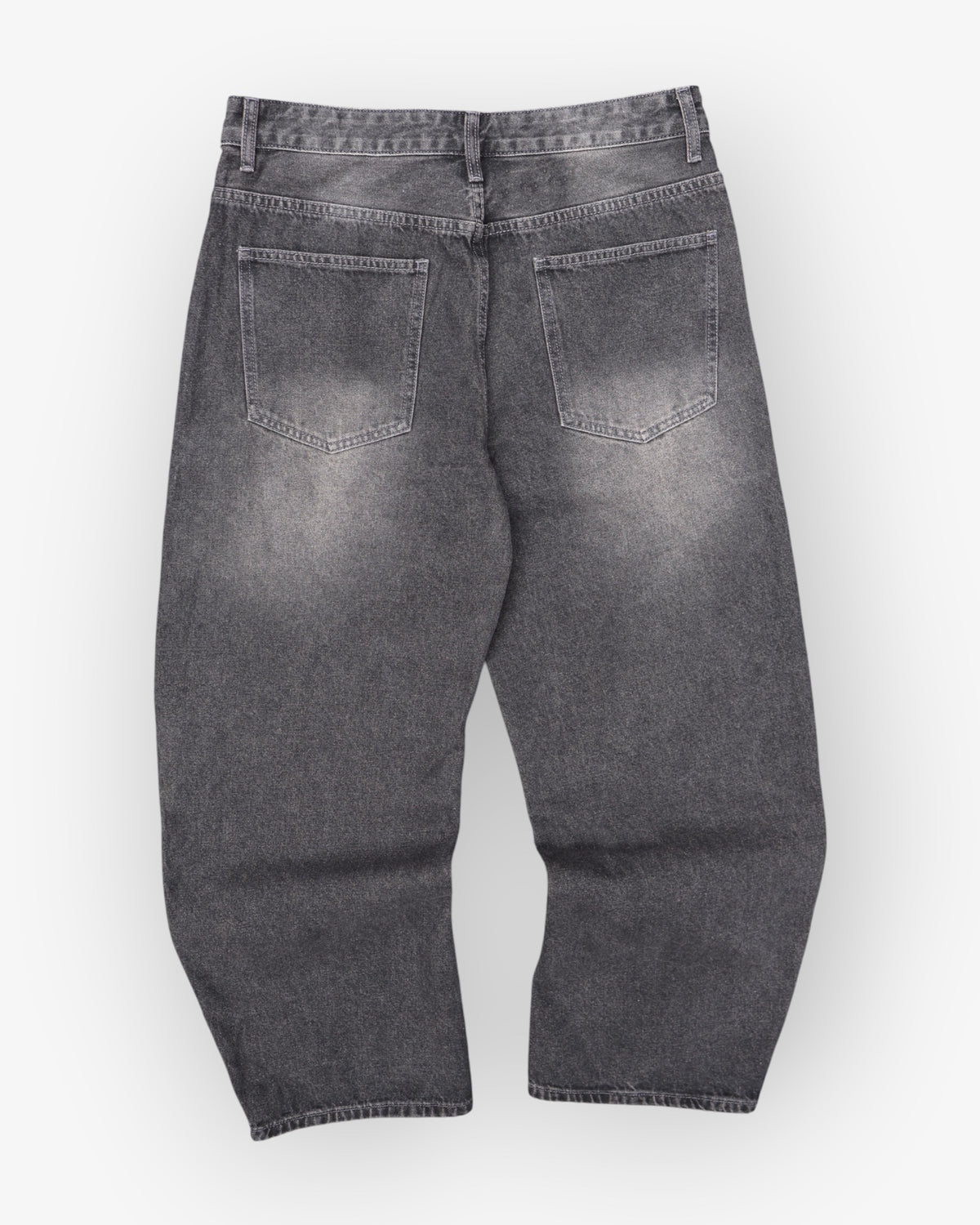 Dark Grey Washed Baggy Denim