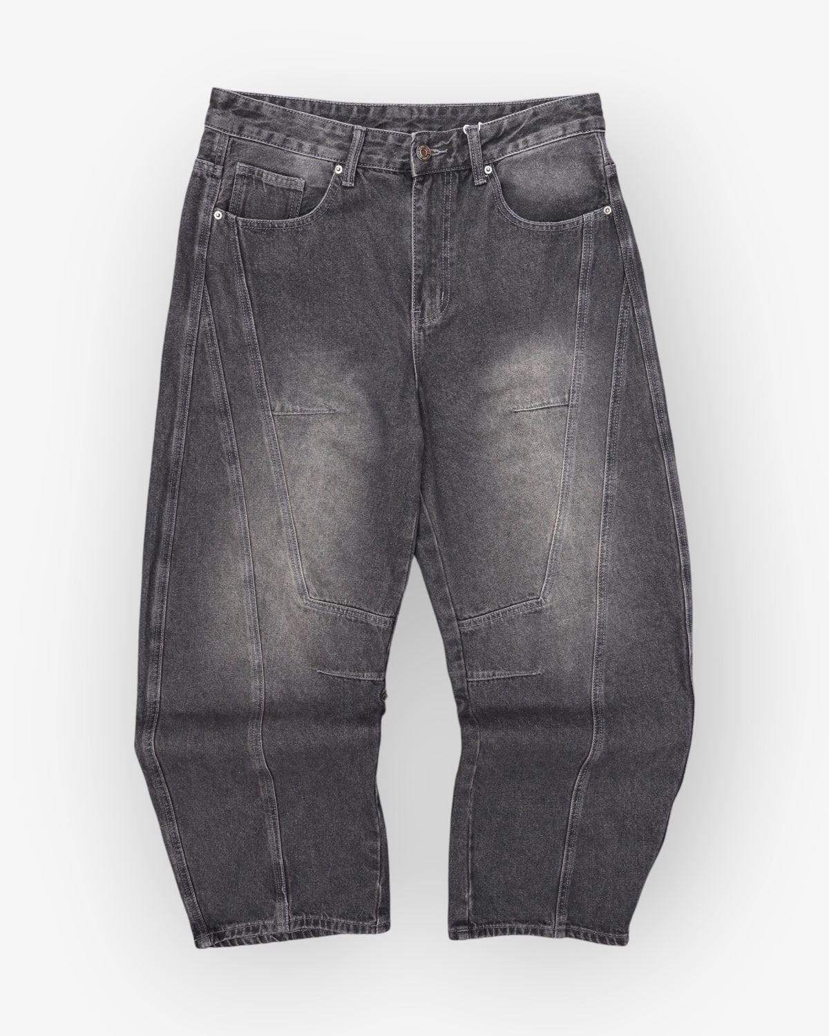 Dark Grey Washed Baggy Denim