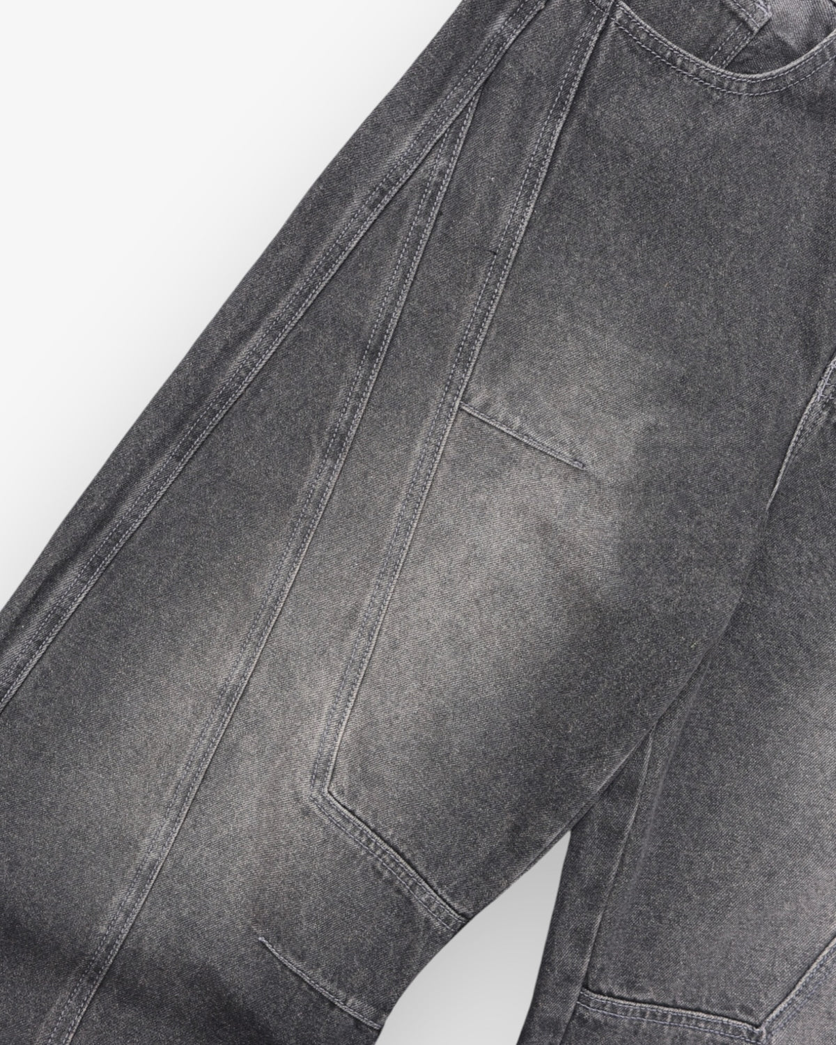 Dark Grey Washed Baggy Denim