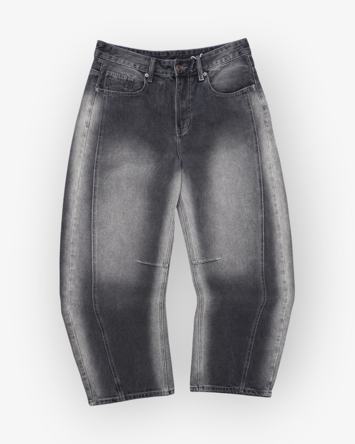 Grey/White Vintage Wash Baggy Denim