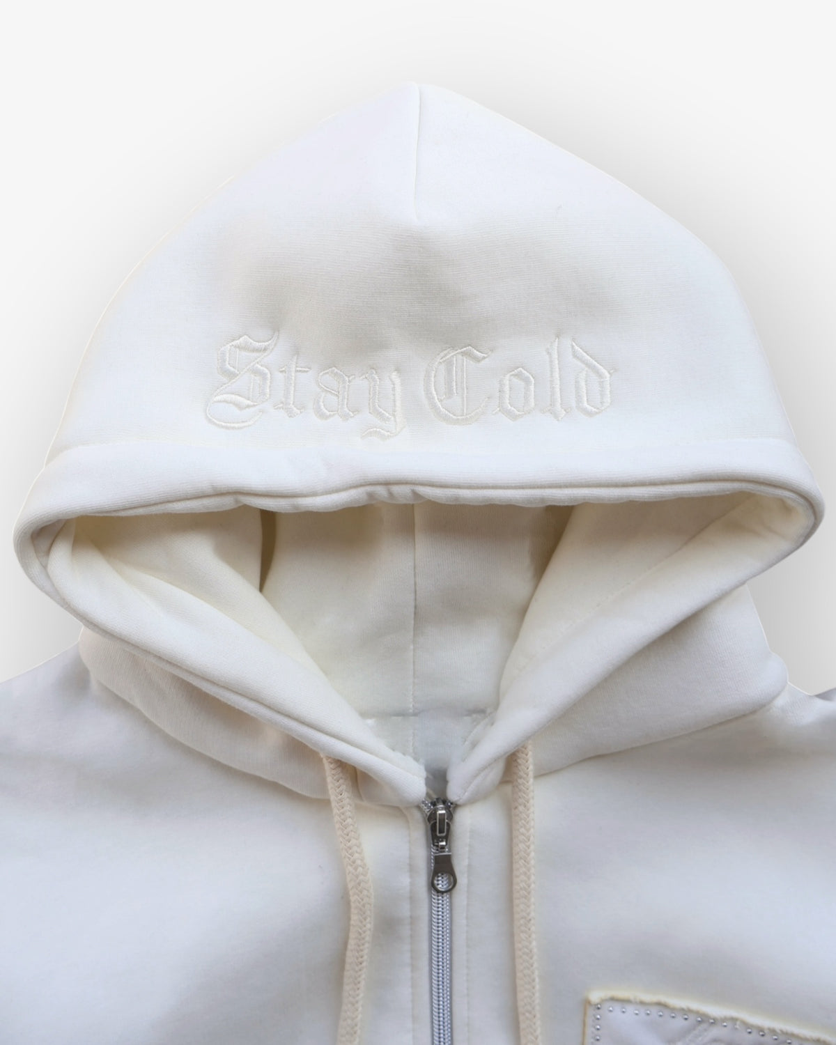 Cream Zip Up Hoodie