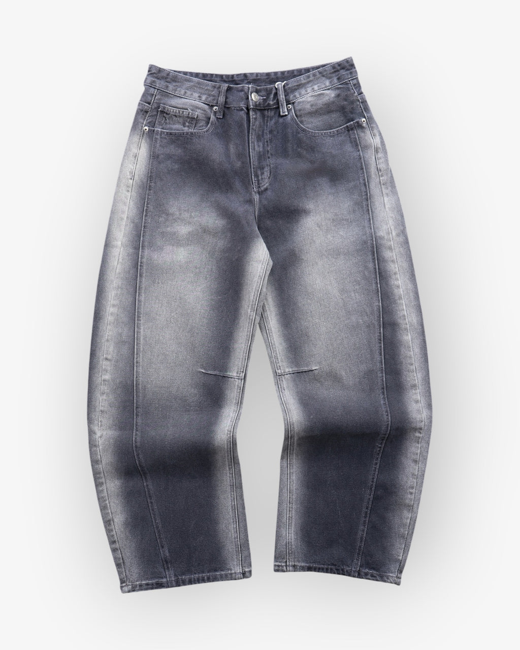 Grey/White Vintage Wash Baggy Denim
