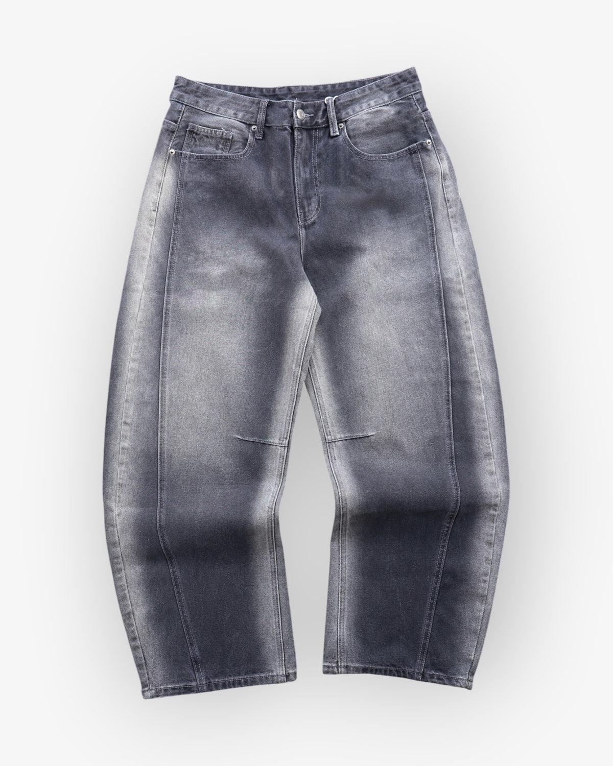 Grey/White Vintage Wash Baggy Denim
