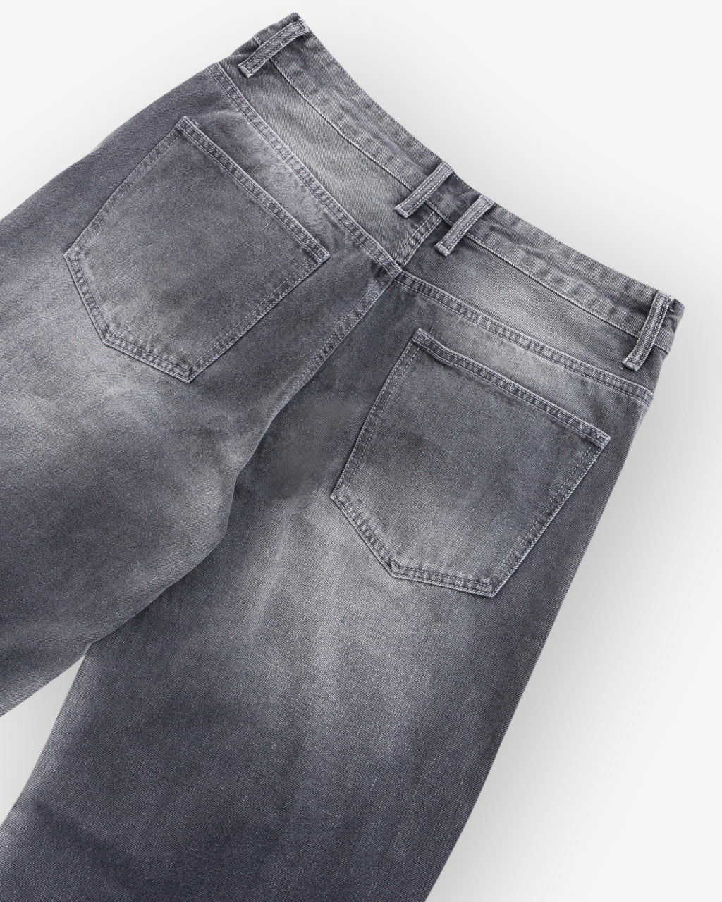 Grey/White Vintage Wash Baggy Denim