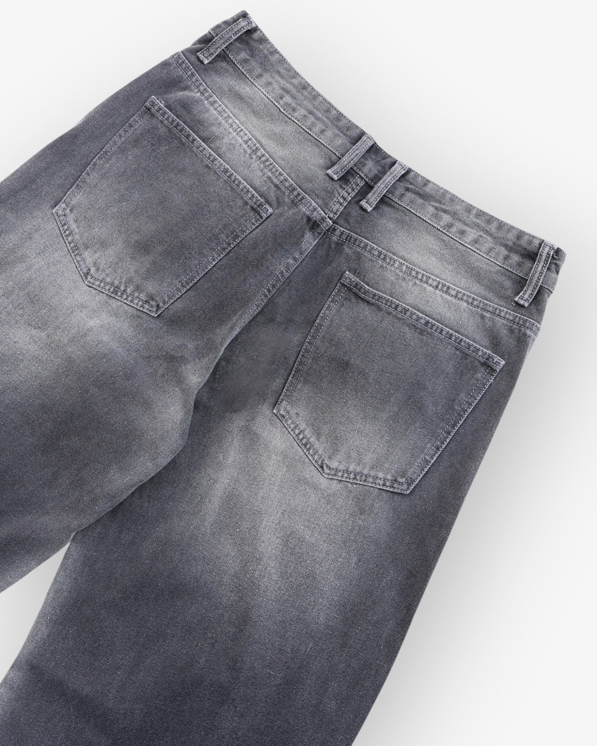 Grey/White Vintage Wash Baggy Denim