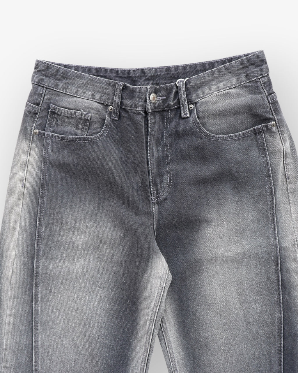 Grey/White Vintage Wash Baggy Denim