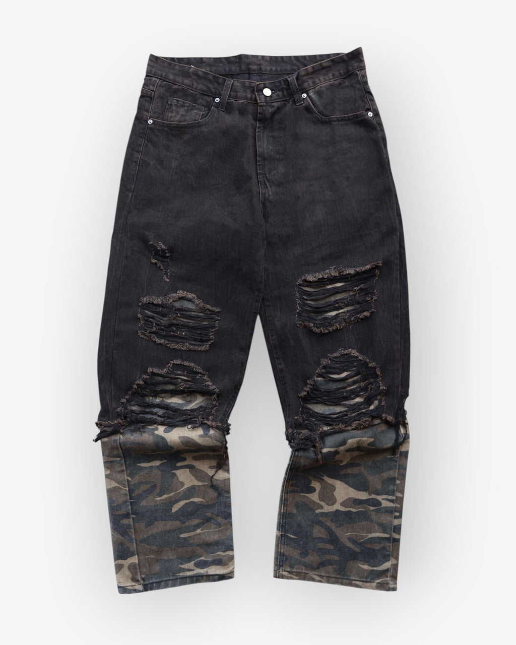 Camo Layered Baggy Denim
