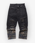 Camo Layered Baggy Denim