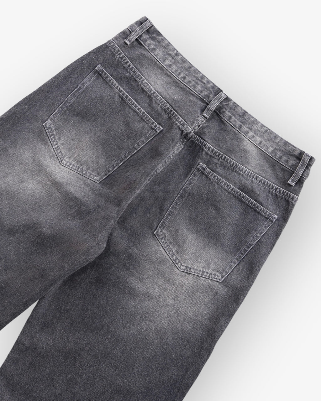 Dark Grey Washed Baggy Denim