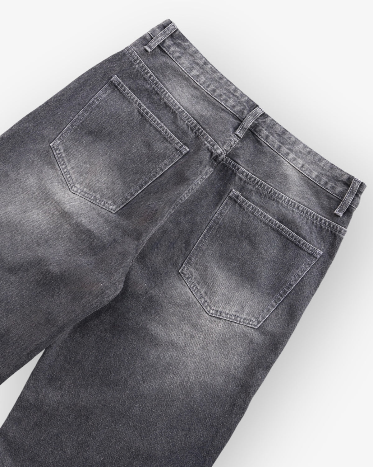 Dark Grey Washed Baggy Denim