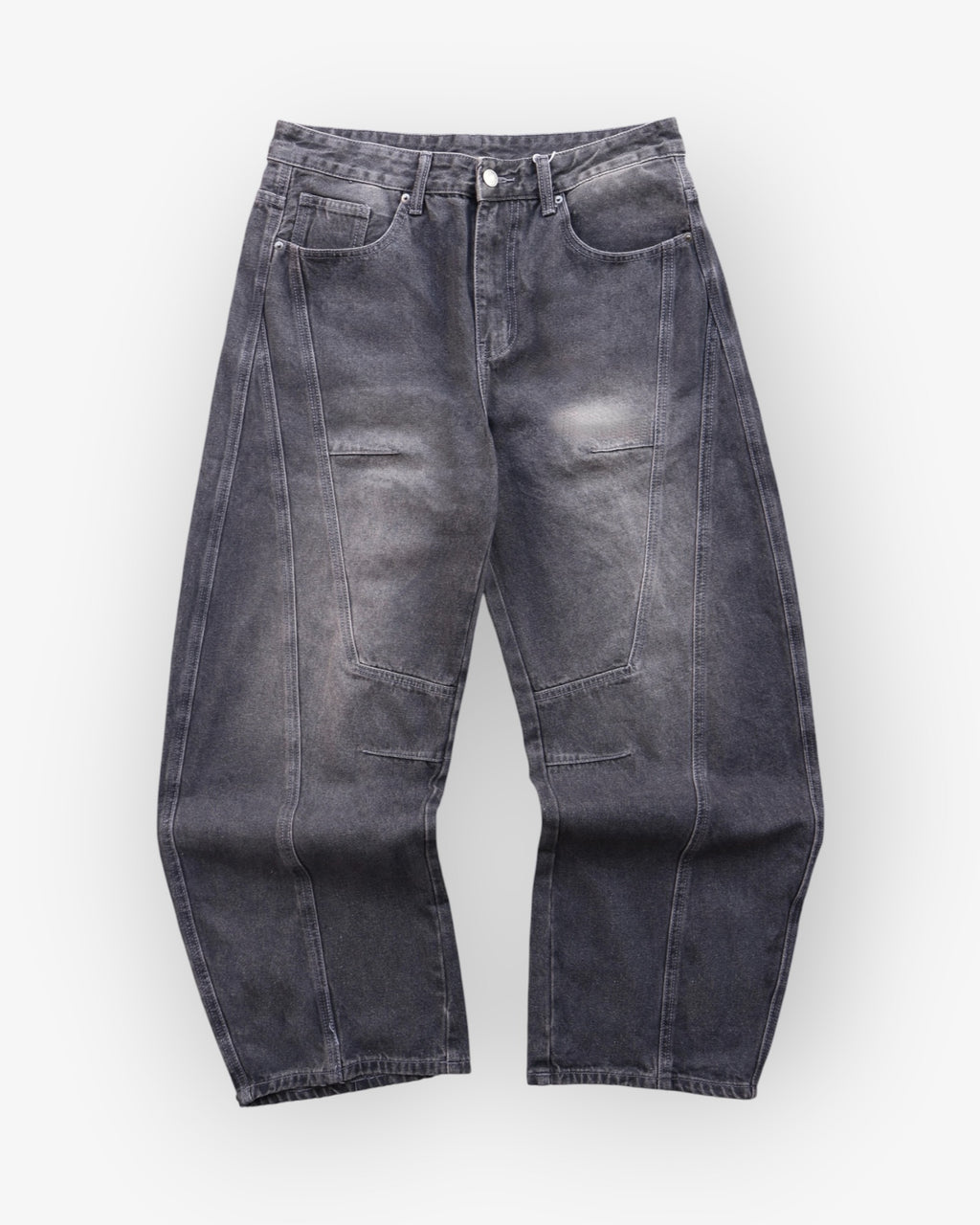 Dark Grey Washed Baggy Denim