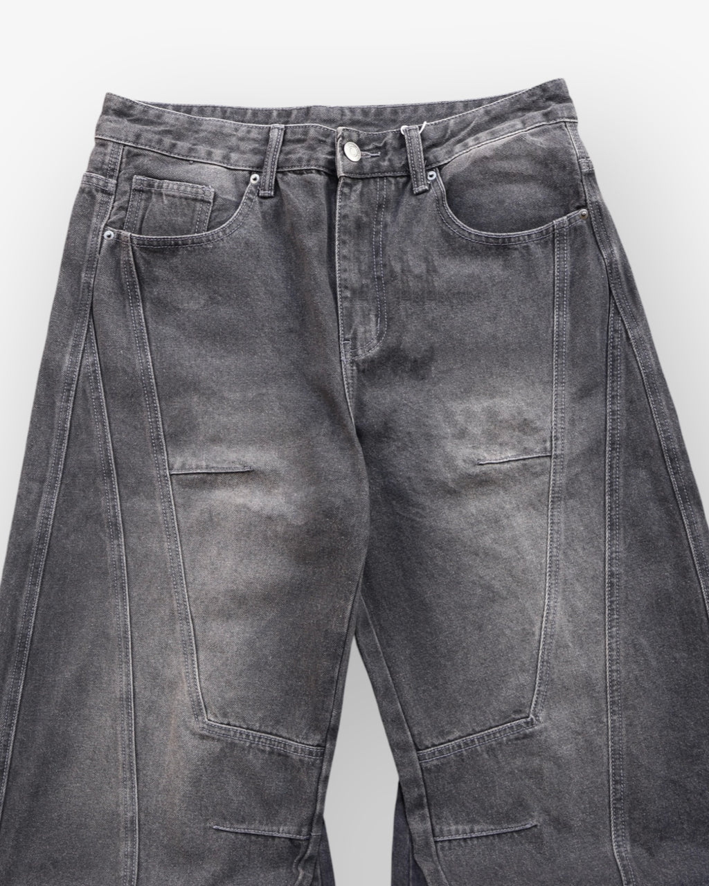 Dark Grey Washed Baggy Denim