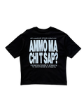 T-Shirt BoxyFIt Scritta Retro “AMMO MA CHI T SAP?” argentata brillantinata