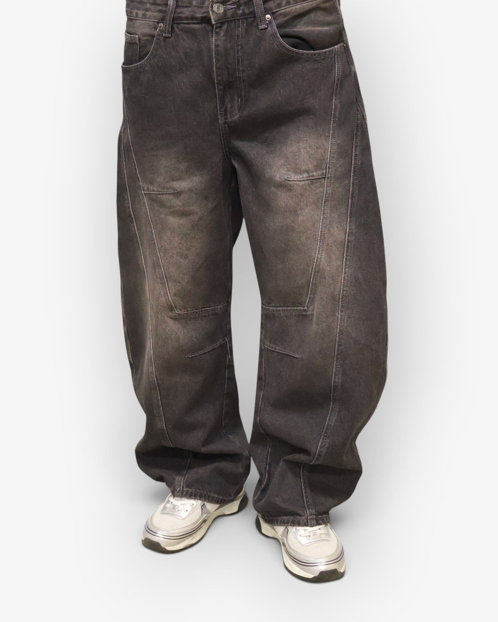 Dark Grey Washed Baggy Denim