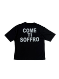 T-Shirt BoxyFit Scritta Retro "Come Ti Soffro" Argentata Brillantinata