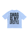 T-Shirt BoxyFit Scritta Retro "SWAG IS MY LIFESTYLE" Nera Brillantinata