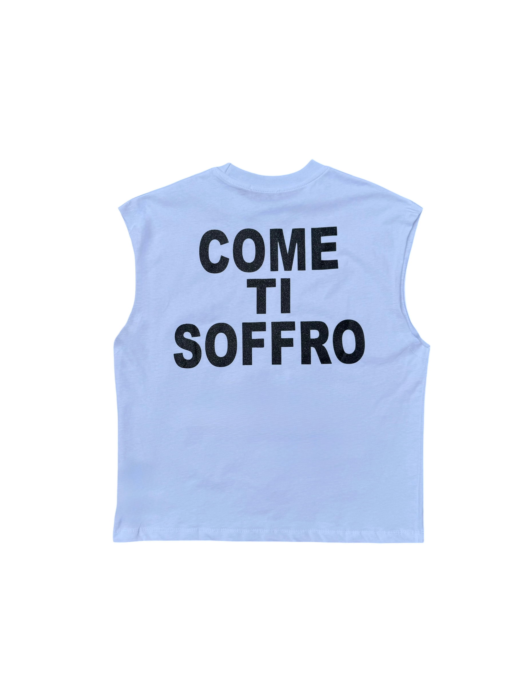 Canotta Boxyfit Scritta Retro "Come Ti Soffro" Neroa Brillantinata
