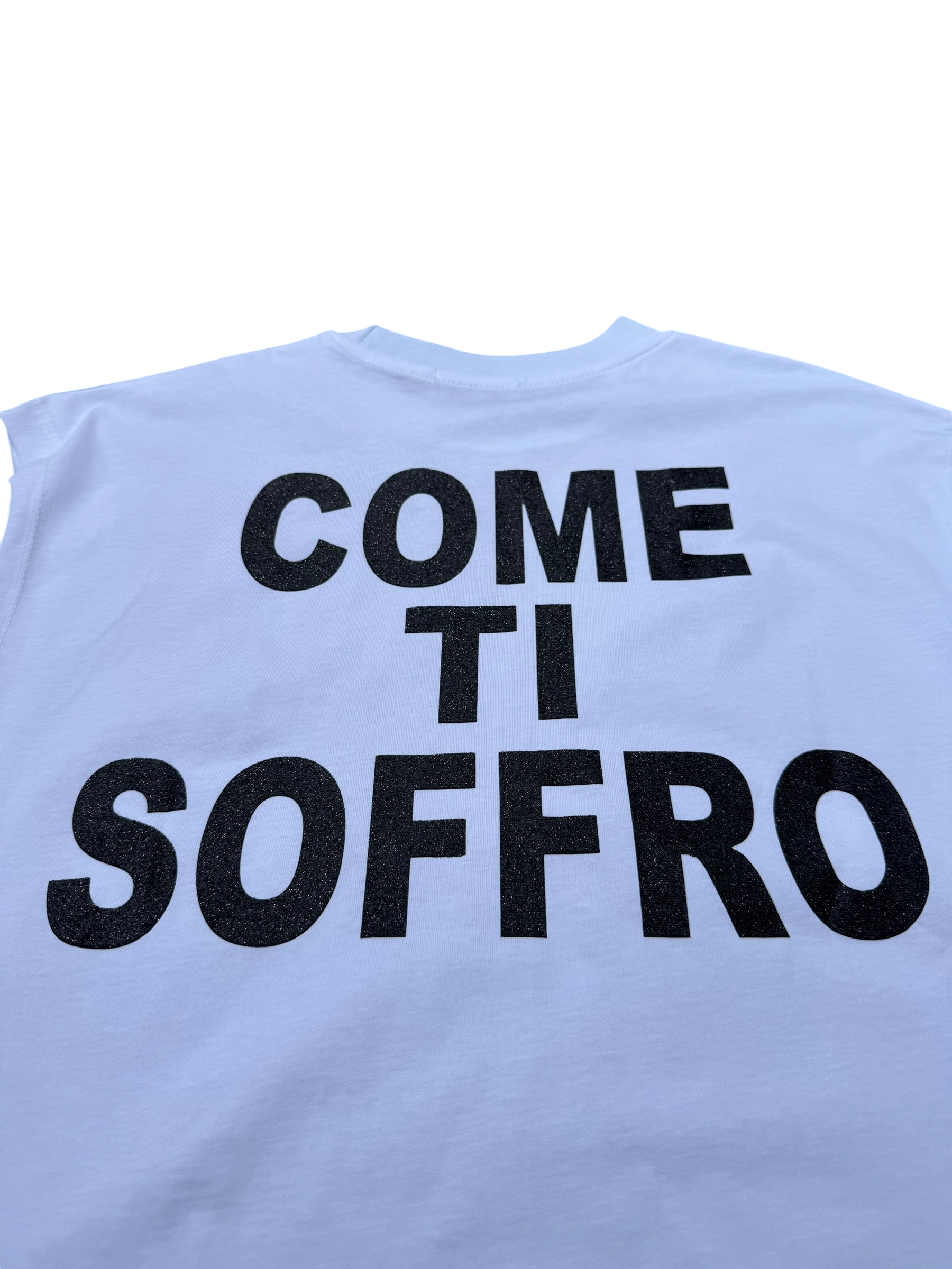 Canotta Boxyfit Scritta Retro "Come Ti Soffro" Neroa Brillantinata