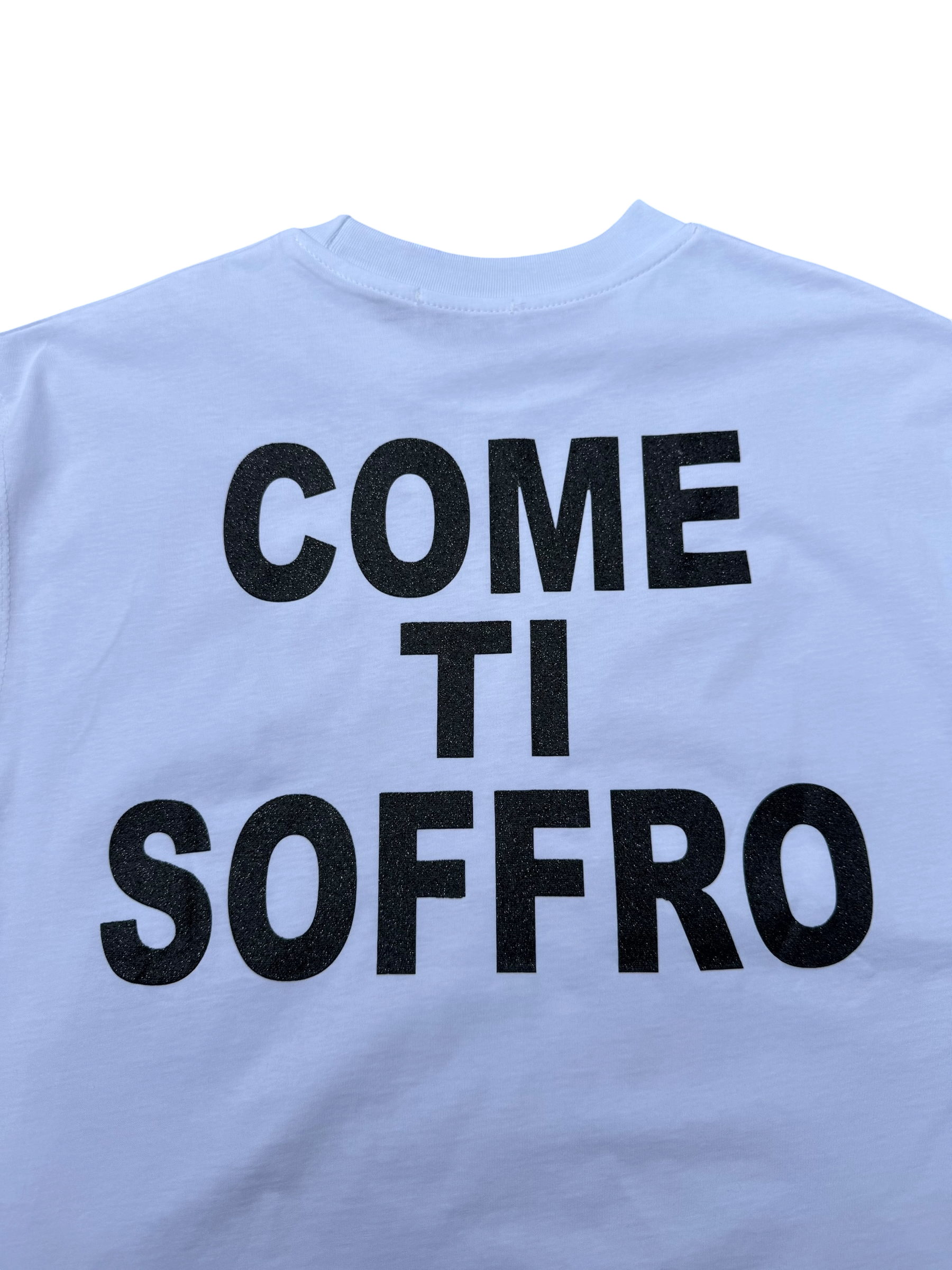Canotta Boxyfit Scritta Retro "Come Ti Soffro" Neroa Brillantinata