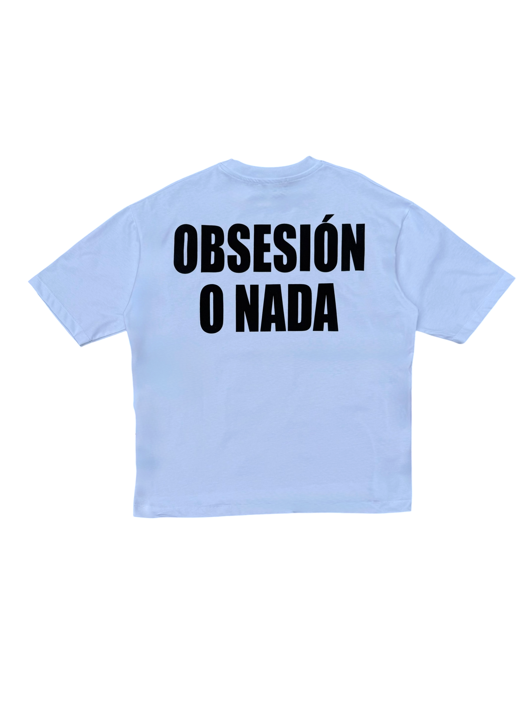 T-Shirt BoxyFit Scritta Retro "OBSESIÓN O NADA" Nera Serigrafica
