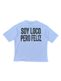 T-Shirt BoxyFit Scritta Retro "SOY LOCO PERO FELIZ" Nera Brillantinata