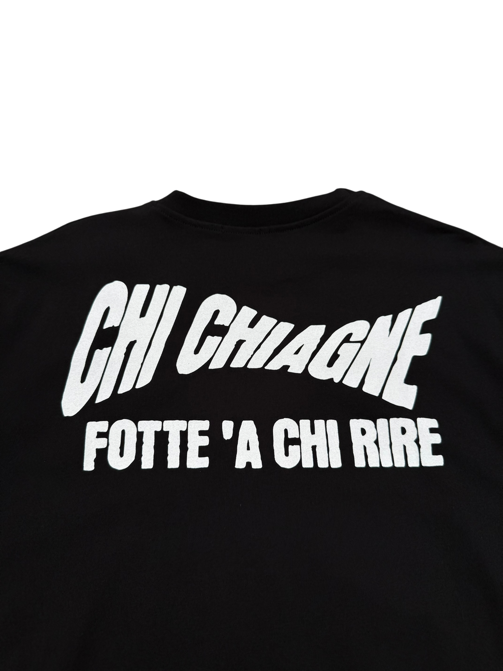 T-Shirt BoxyFit Scritta Retro "CHI CHIAGNE FOTTE 'A CHI RIRE"