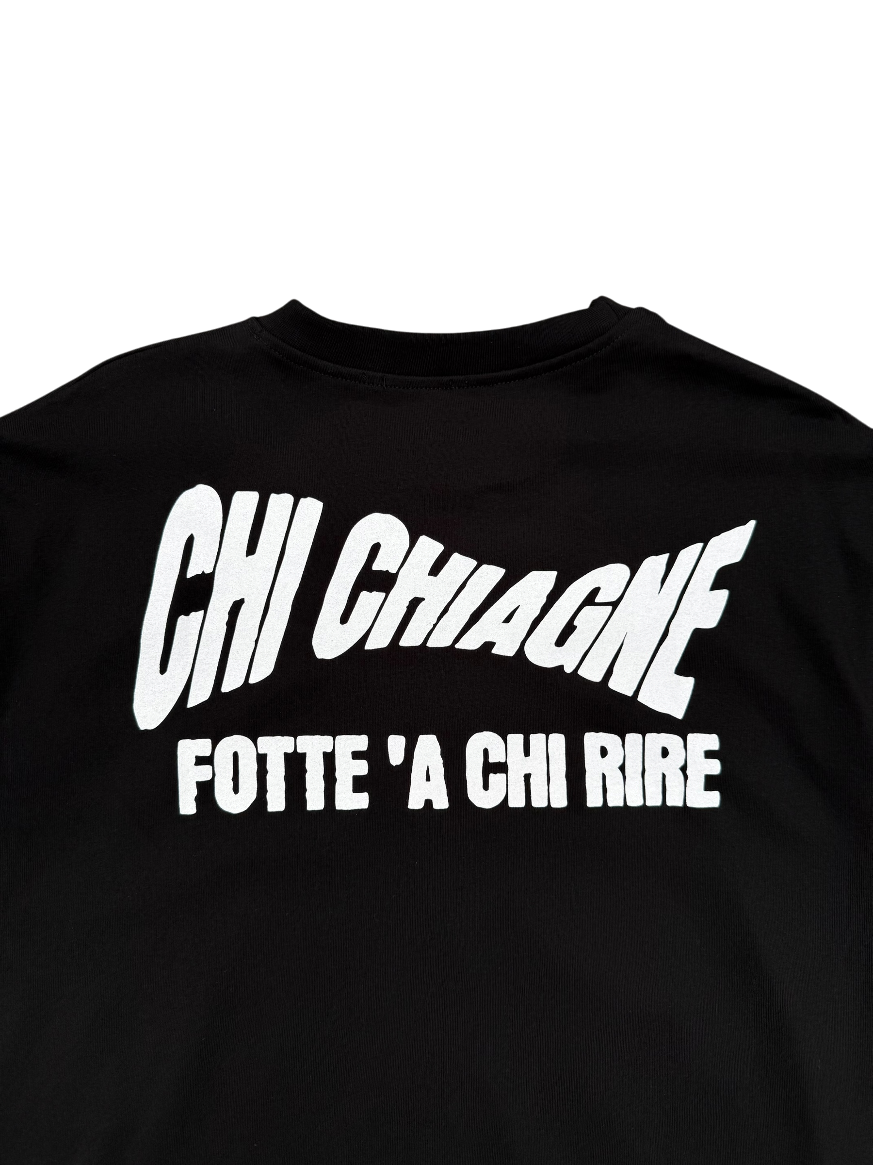 T-Shirt BoxyFit Scritta Retro "CHI CHIAGNE FOTTE 'A CHI RIRE"