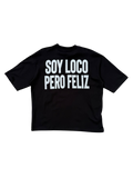 T-Shirt BoxyFit Scritta Retro " SOY LOCO PERO FELIZ" Argentata Brillantinata