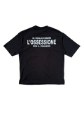 T-Shirt BoxyFit Scritta Retro "IO VOGLIO ESSERE L'OSSESSIONE NON IL PENSIERO" Argentata Brillantinata