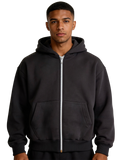 Felpa Zip Grigio Scuro Boxy Fit