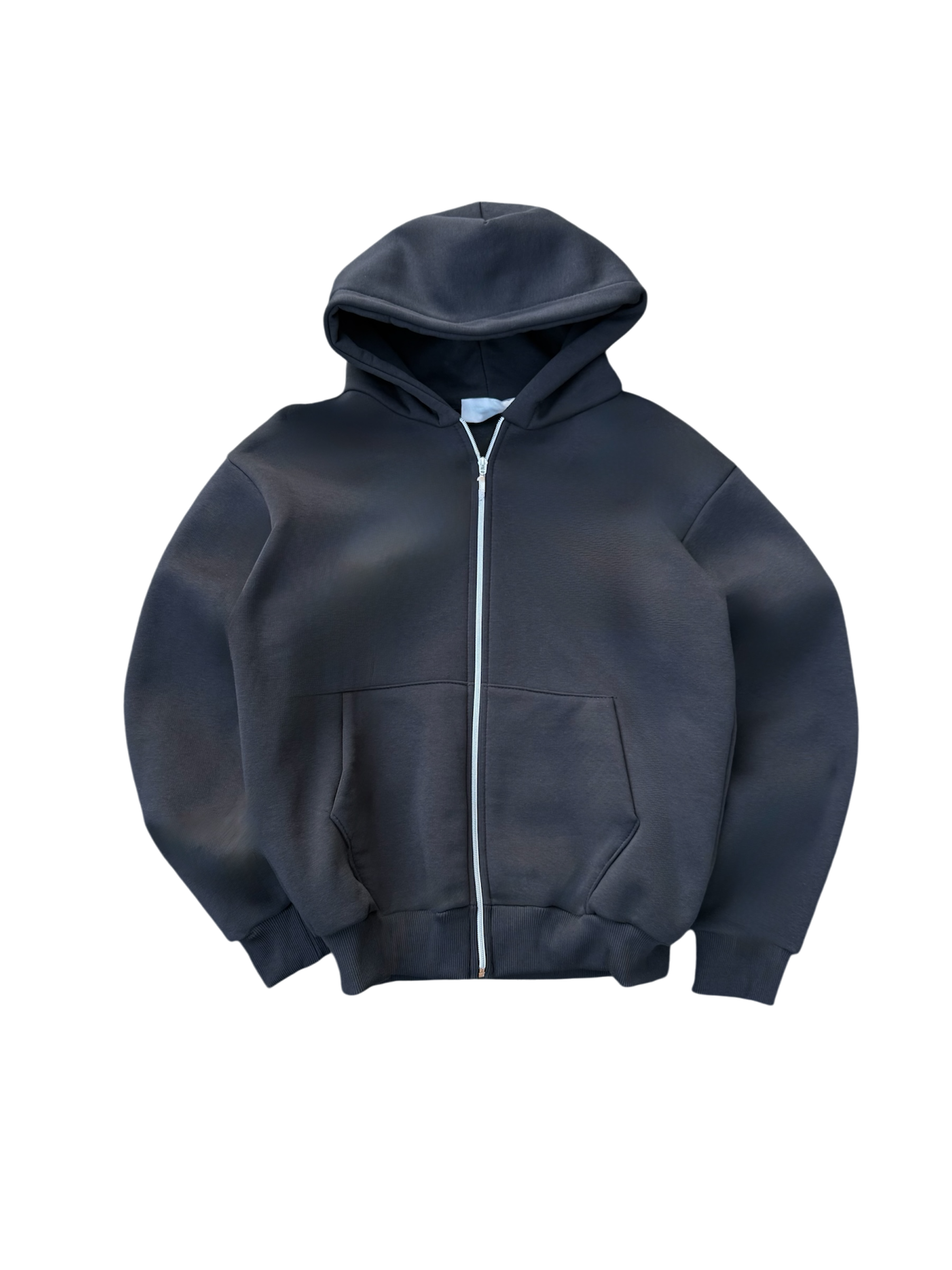 Felpa Zip Grigio Scuro Boxy Fit