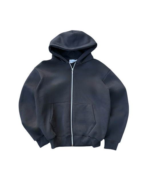 Felpa Zip Grigio Scuro Boxy Fit