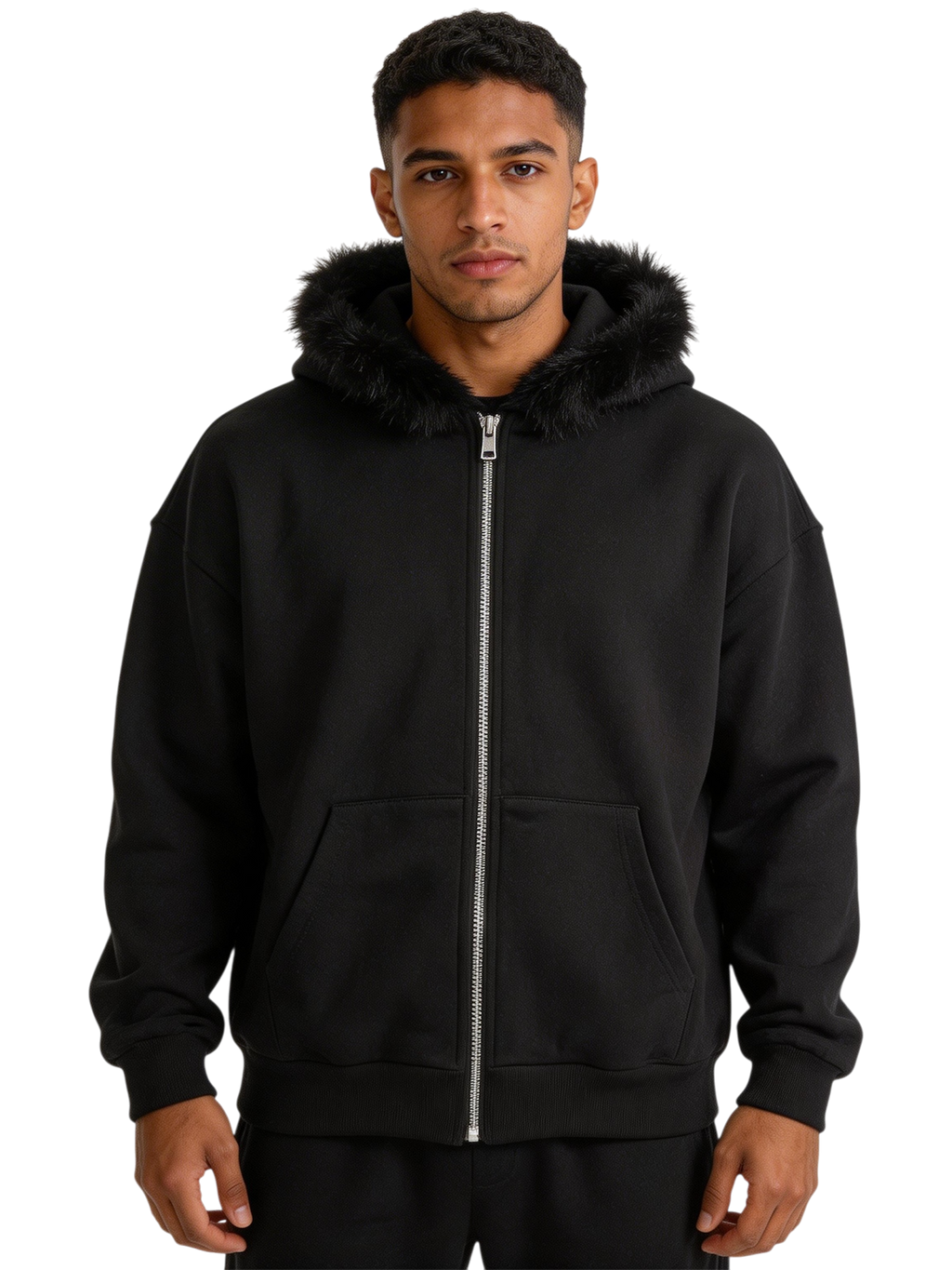 Felpa Zip Cappuccio Pelliccia