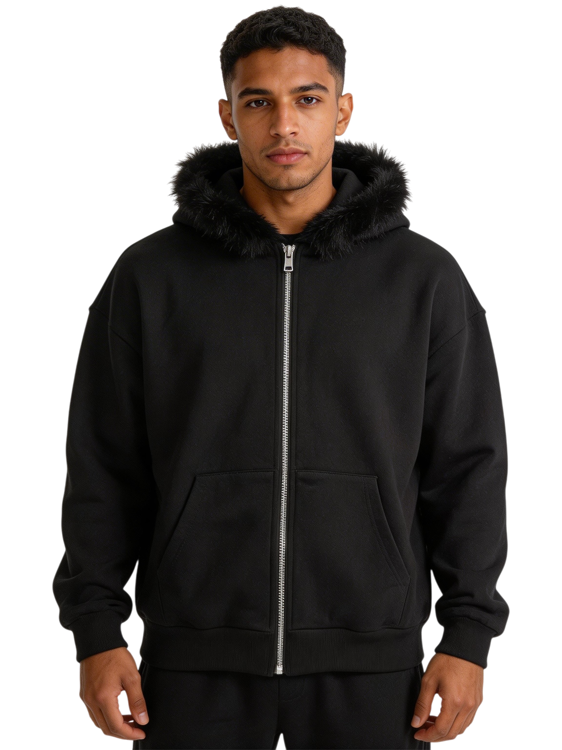 Felpa Zip Cappuccio Pelliccia