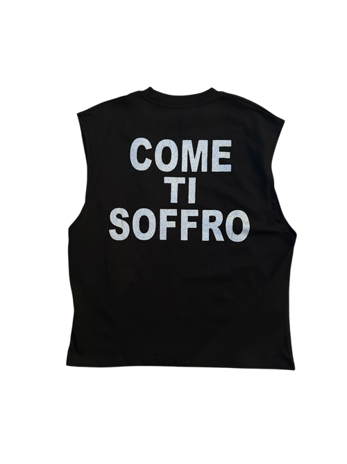 Canotta Logo Retro "Come ti soffro" Brillantinato Argentato