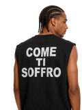 Canotta Logo Retro "Come ti soffro" Brillantinato Argentato