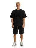 Set T-shirt/Shorts Baggy Washed Nero