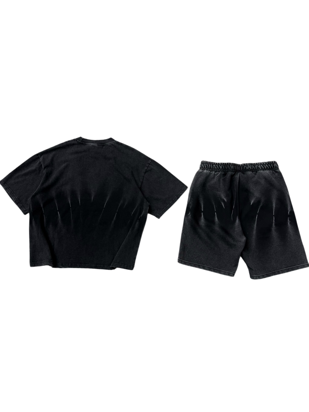 Set T-shirt/Shorts Baggy Washed Nero
