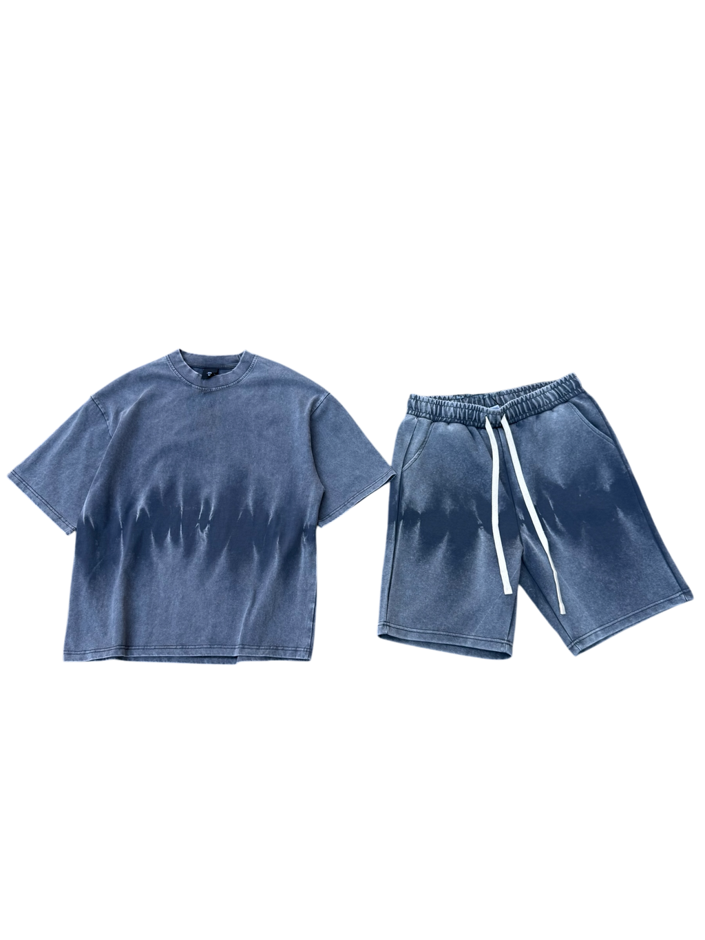 Set T-shirt/Shorts Baggy Washed Grigio