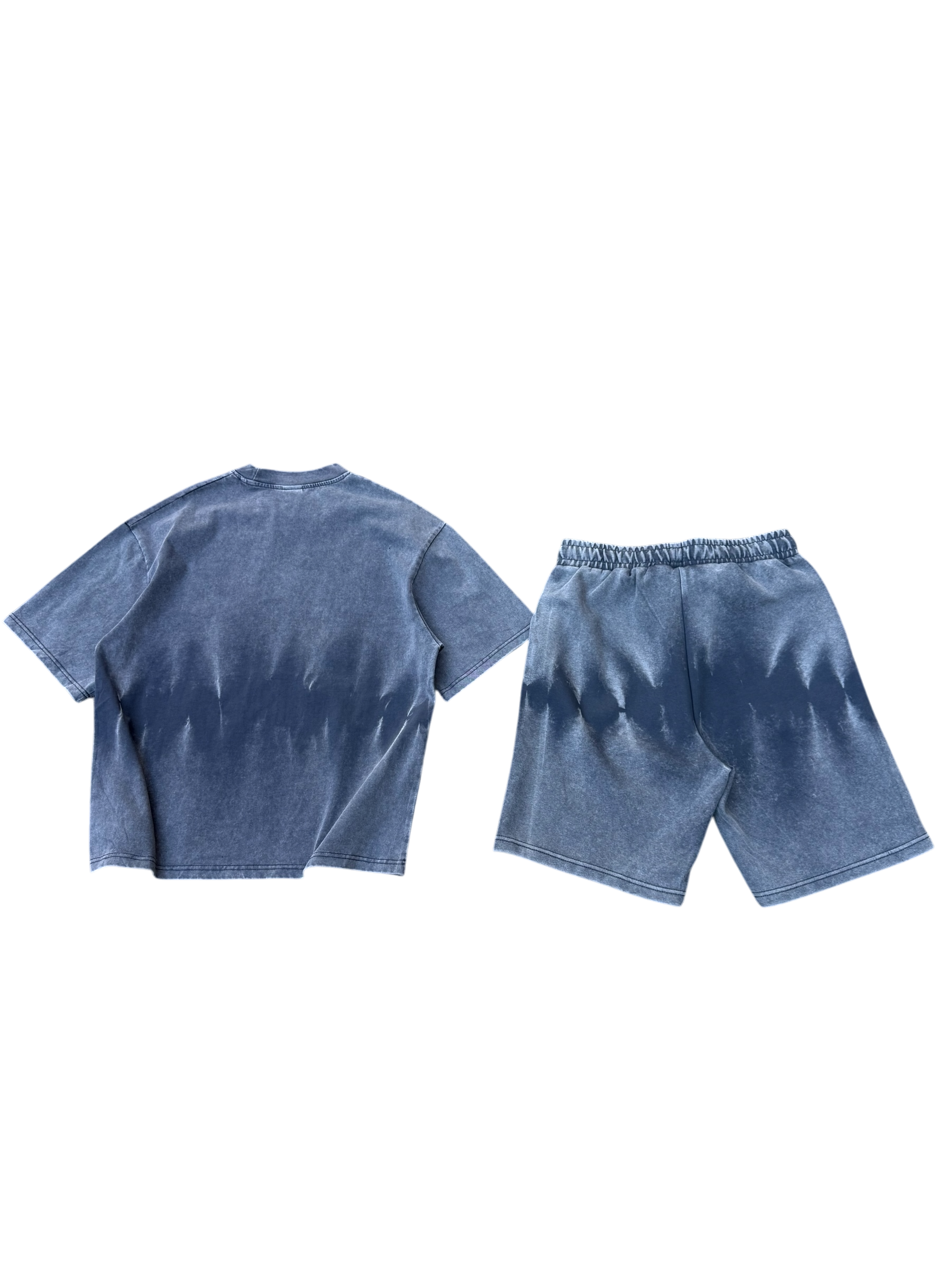 Set T-shirt/Shorts Baggy Washed Grigio