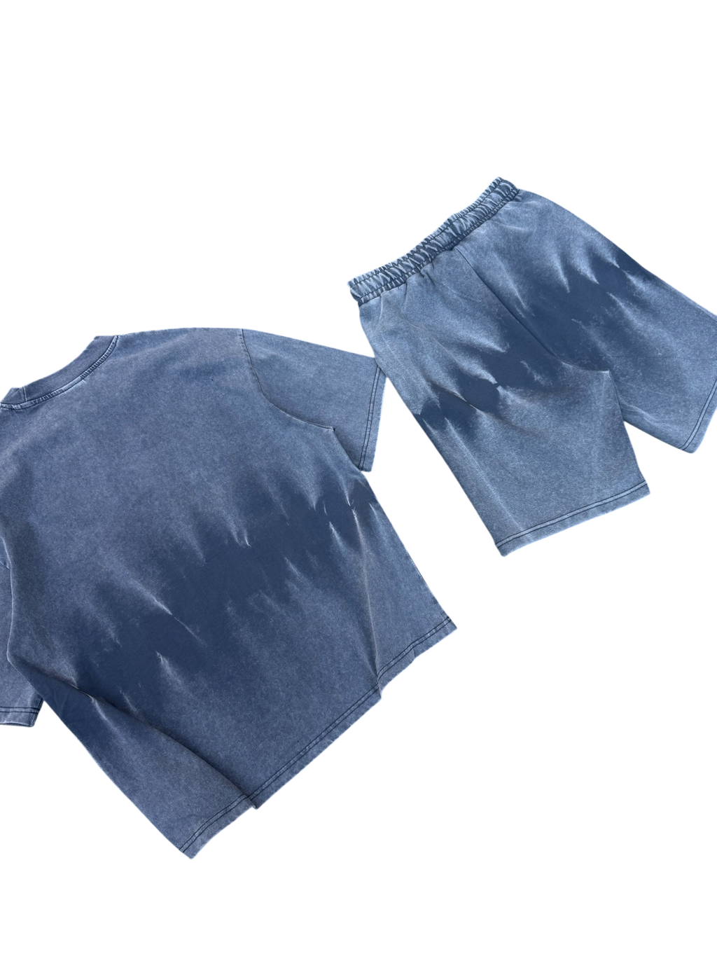 Set T-shirt/Shorts Baggy Washed Grigio