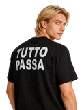 T-Shirt BoxyFit Scritta Retro "Tutto Passa" Argentata Brillantinata