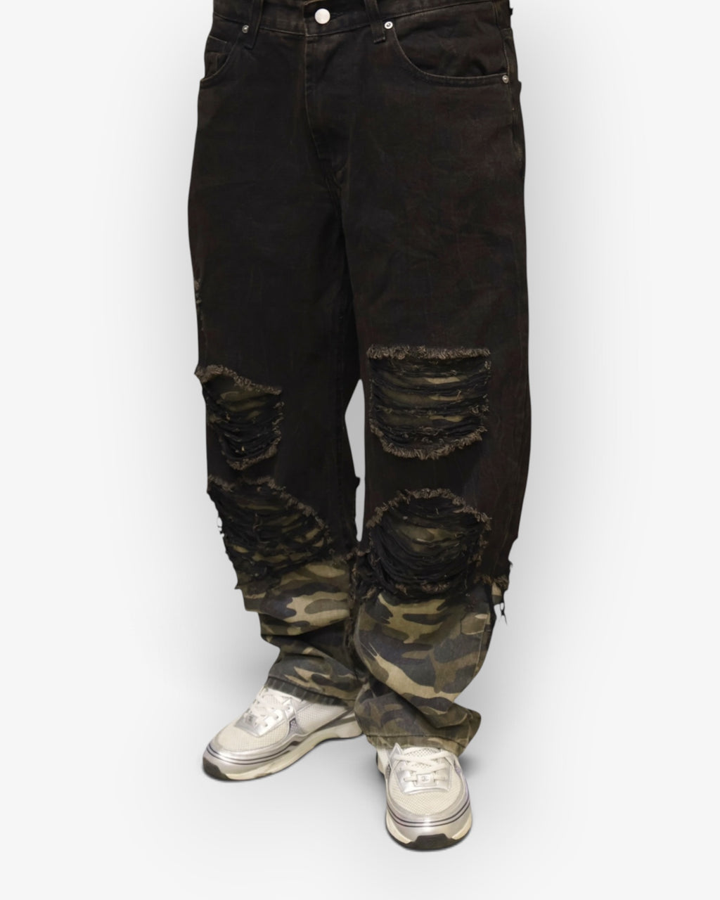 Camo Layered Baggy Denim