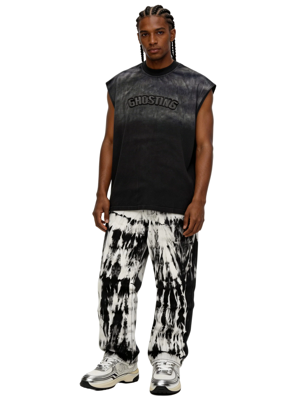 BlackWhite Wide Leg Denim